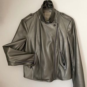Silence + Noise - silver faux leather jacket - XS